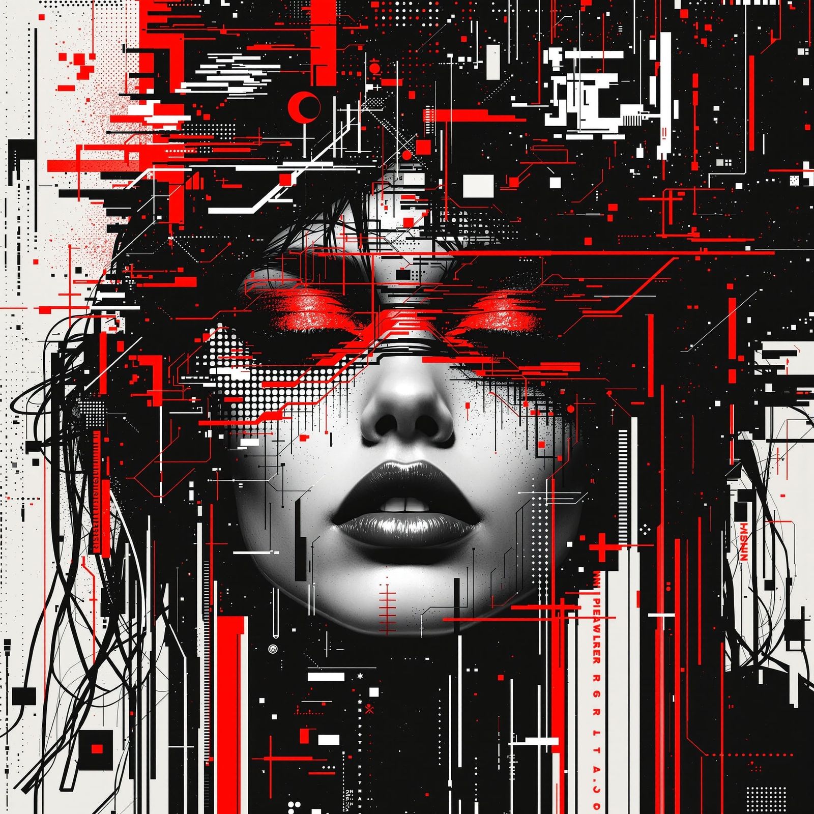 Cute Woman in Abstract Maximalist Style