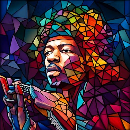 Jimi Hendrix stained glass