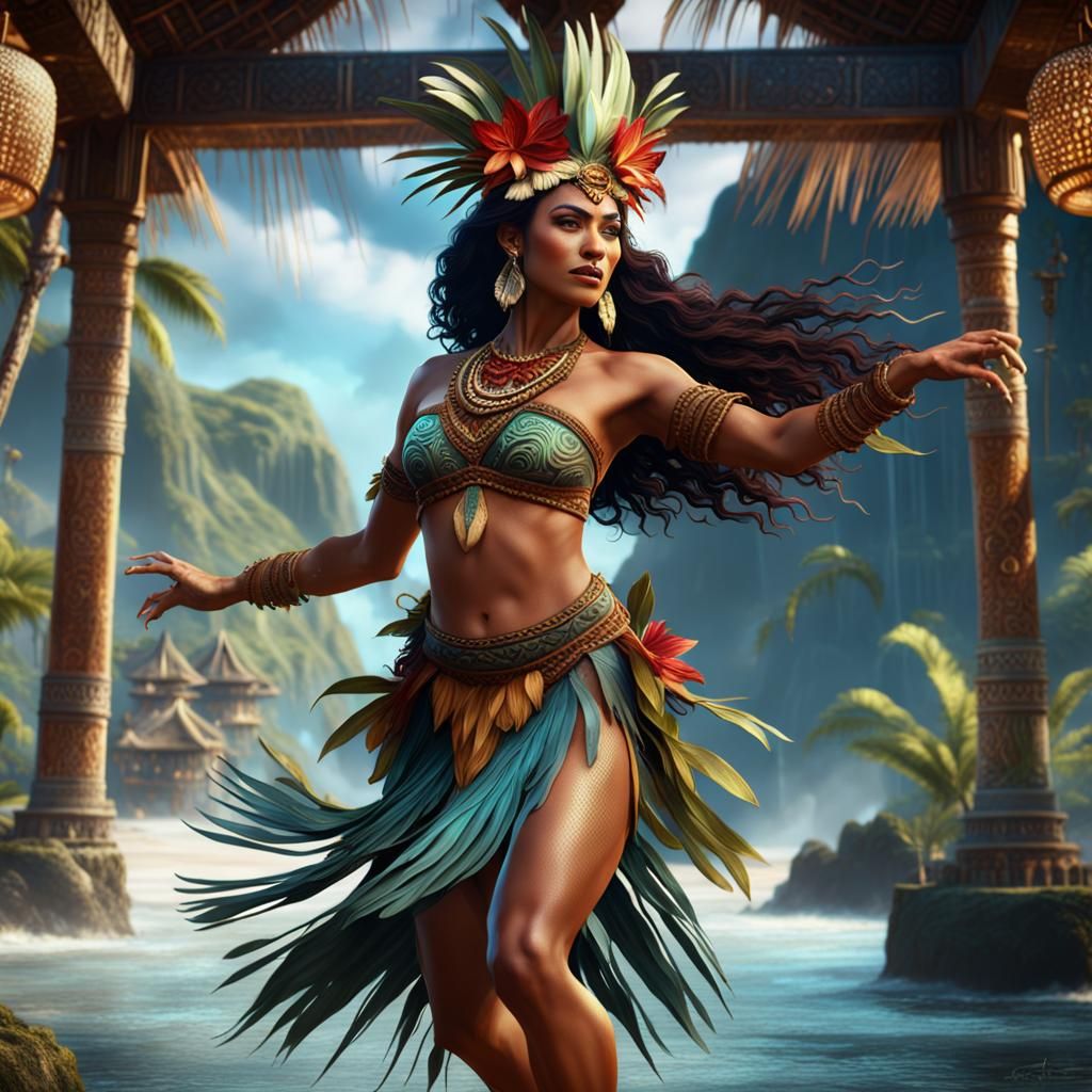 A gorgeous Polynesian woman dancing.