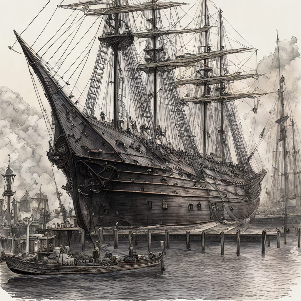 Detailed Gothic Ship Port View