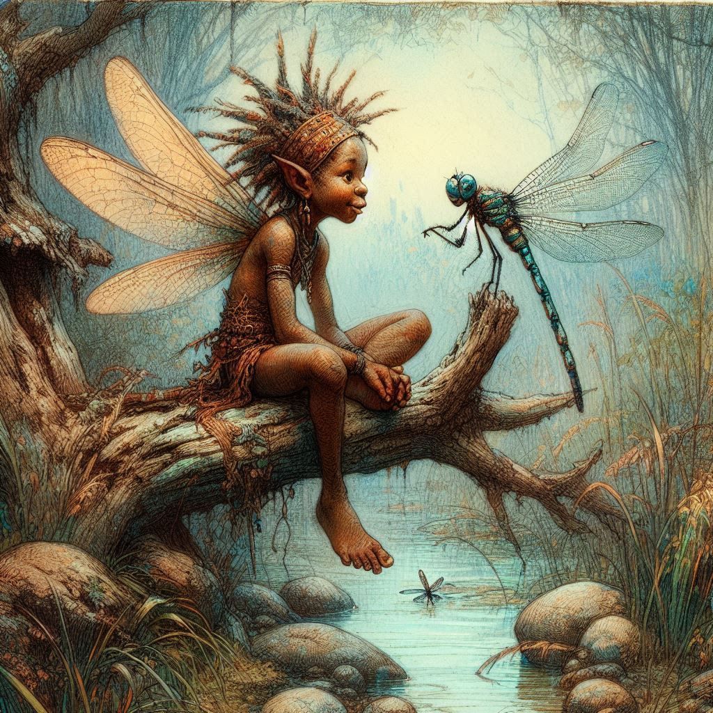 Fairy and dragonfly