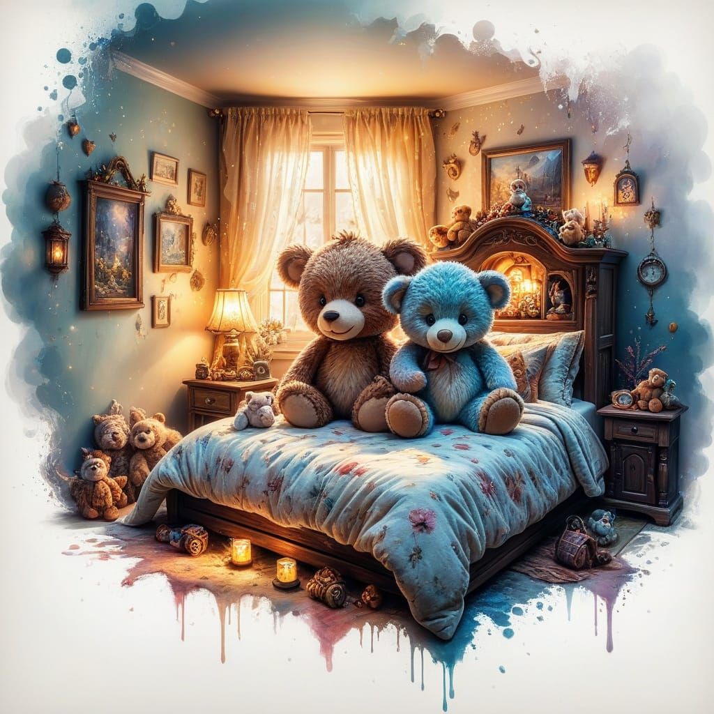 Cozy Bedroom's Gentle Glow 🧸💡