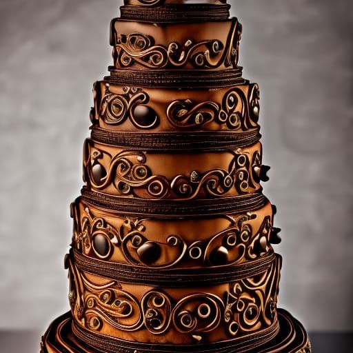 a steam punk chocolate m and m layered cake - AI Generated Artwork ...