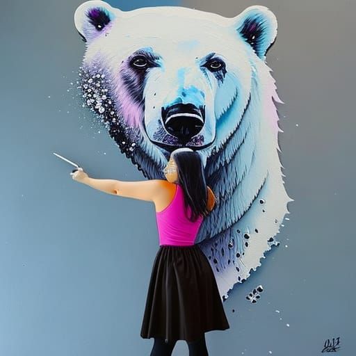woman turning into a polar bear