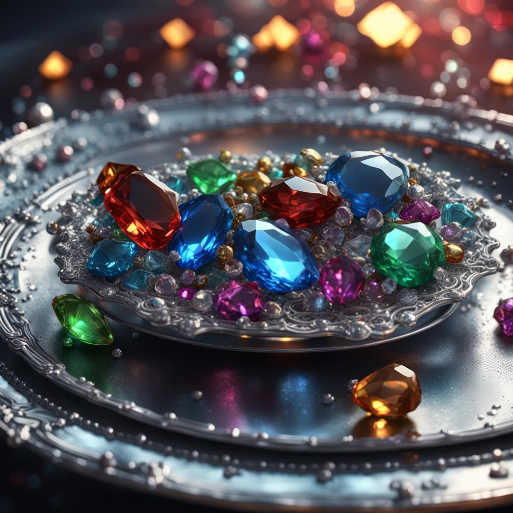 sparkling gems on a silver plate  by @Ithil