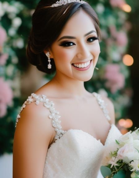 centered, stunning formal bridal portrait, close-up elegant natural ...