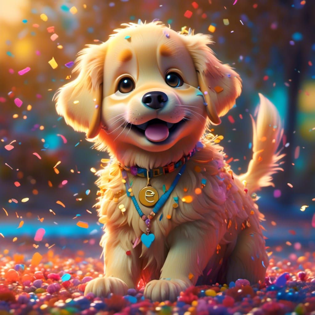 Golden Retriever in Pixar-Style 3D Digital Art