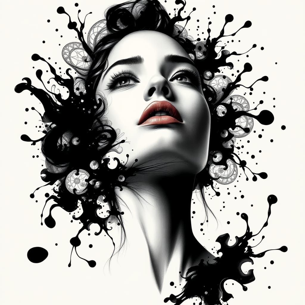 A portrait in which ink    by @Maria_fairy_id