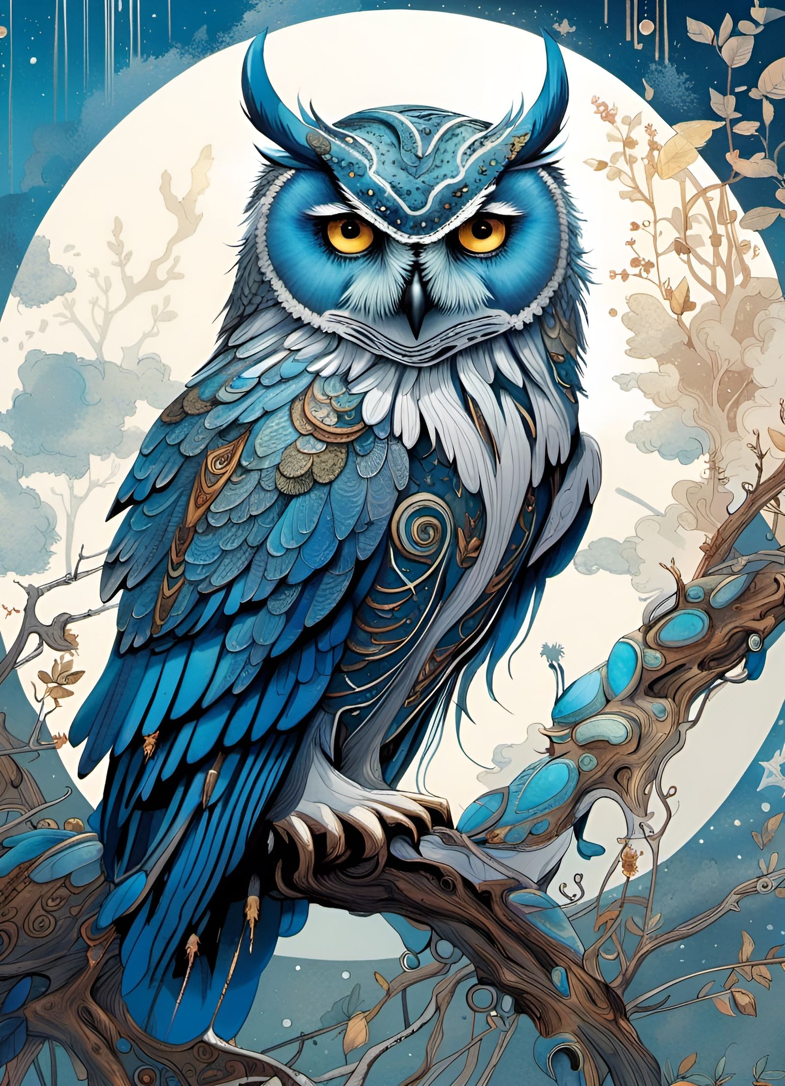 Rare Blue Silver Owl  by @Sharonjoy