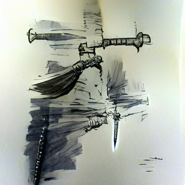 Ink sketch; the Great Sword