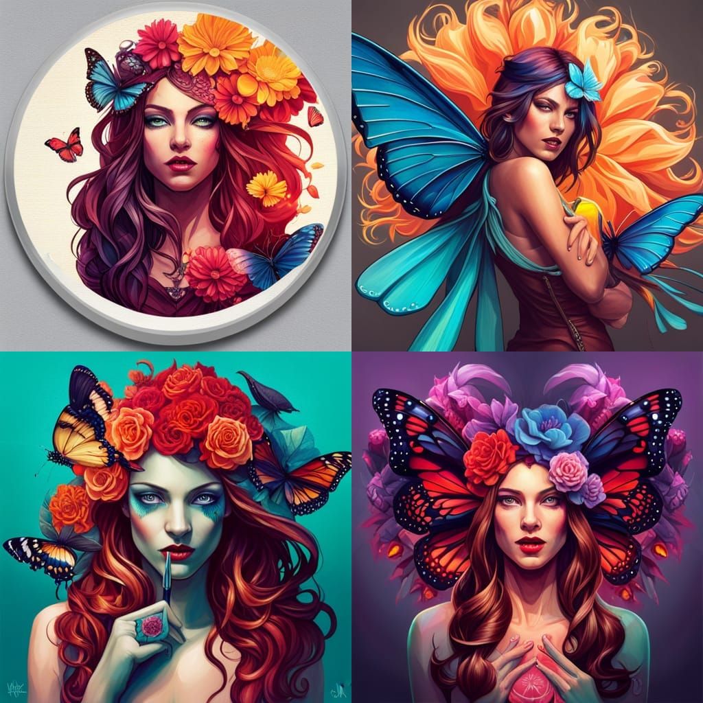 SDXL: Urban flowerpunk butterflies Portrait