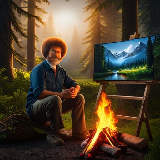 Bob Ross Paints a volcano. - AI Generated Artwork : r/nightcafe