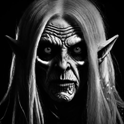 Scary black and white horror portrait of a very twisted tota...