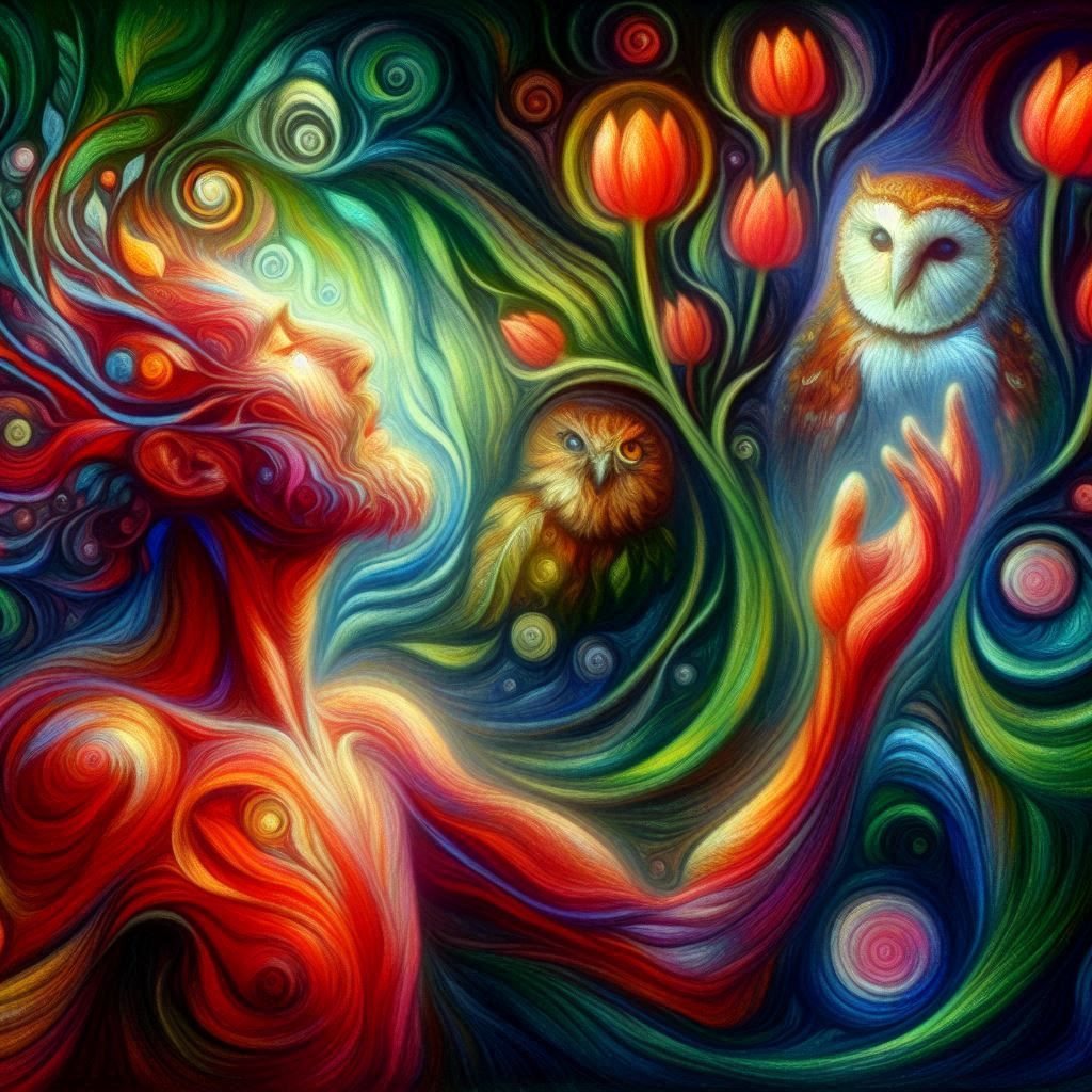 Man in Red and the Whisper of Tulips