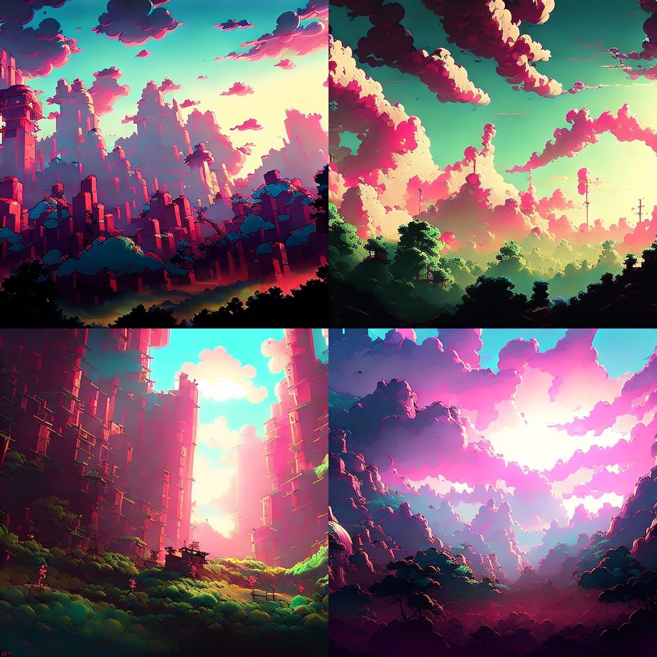 Japanese Cloudscape: Volumetric Lighting, Detailed Photoillu...