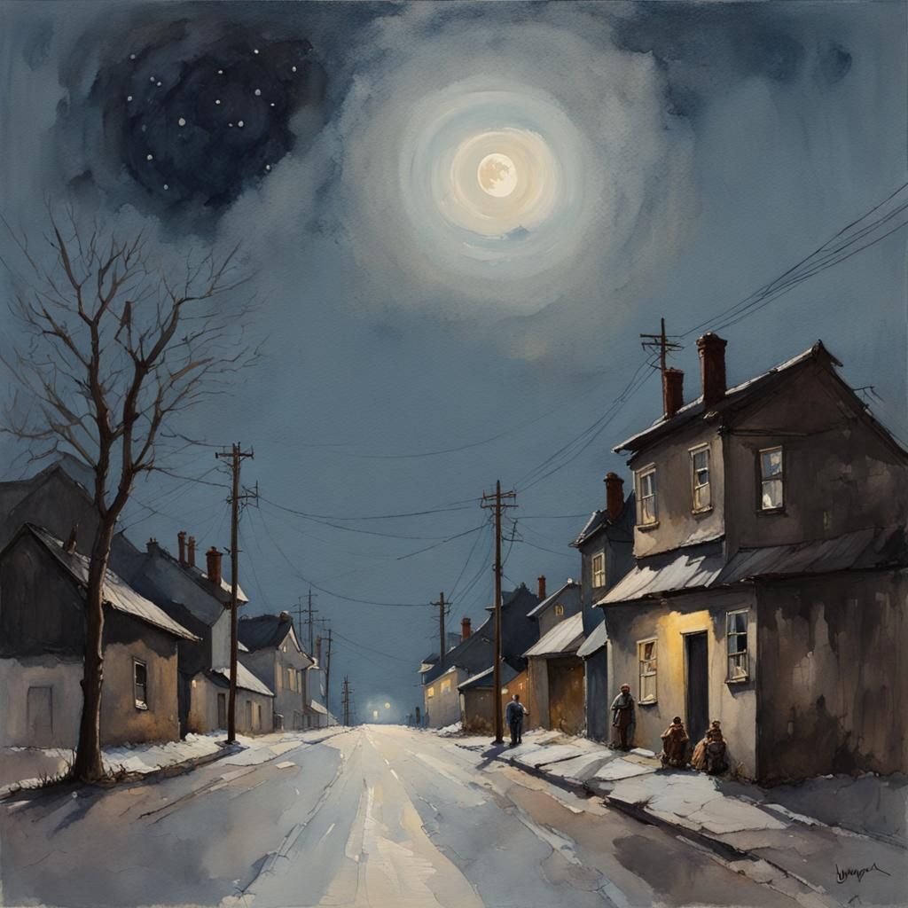 Full Moon Above Town  by @AylaSongLovesBubbleTeaAndTwoSet