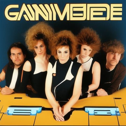 album cover for an eighties synth pop band called Ganymede AI Generated Artwork NightCafe