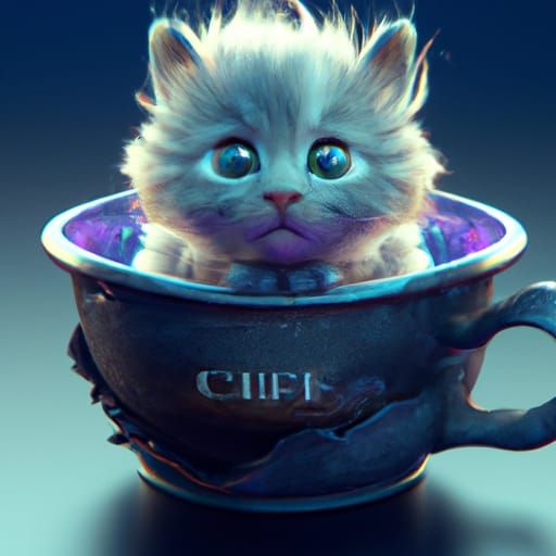 kitten in a cup