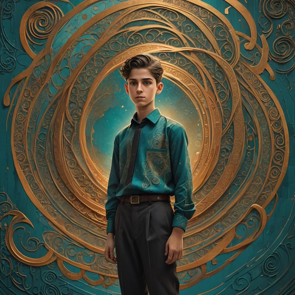 Surreal Orthodox Boy Portrait in Digital Art Style