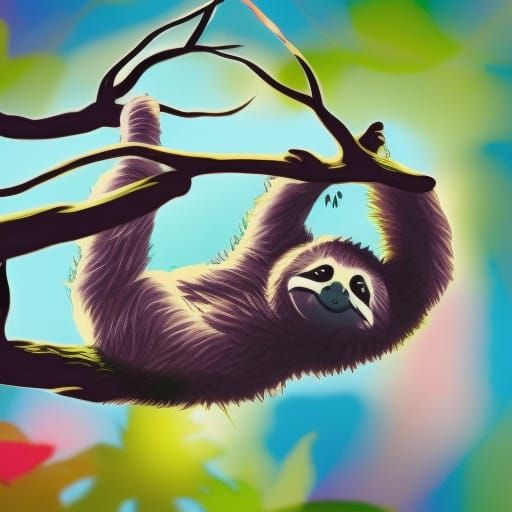 sloth napping in a tree - AI Generated Artwork - NightCafe Creator