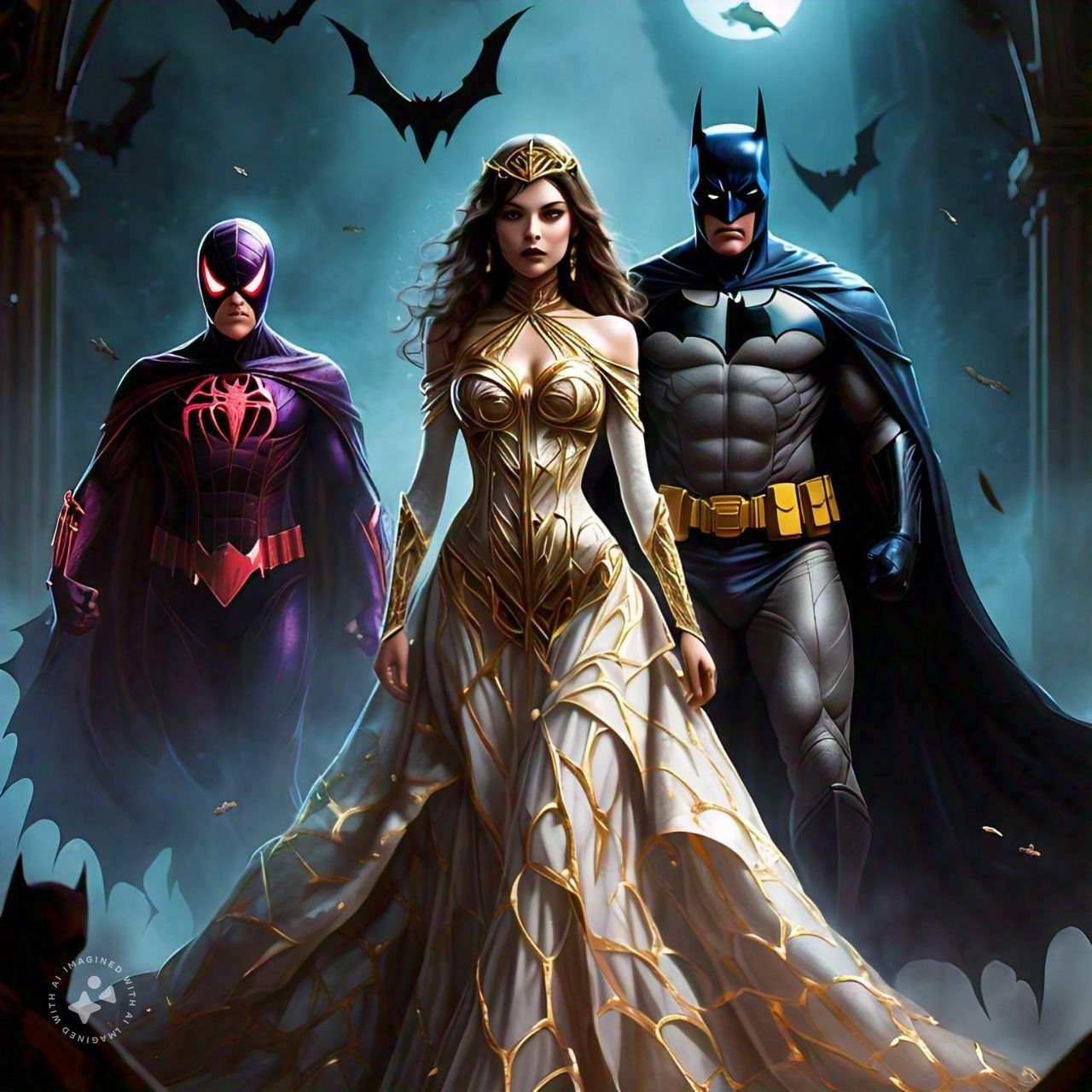 Imagine batman arachne and carmilla