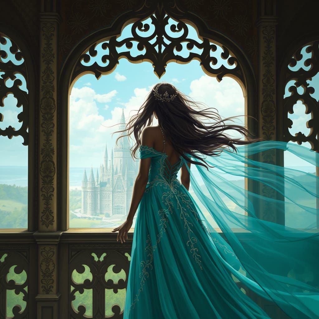 Princess looking over her kingdom