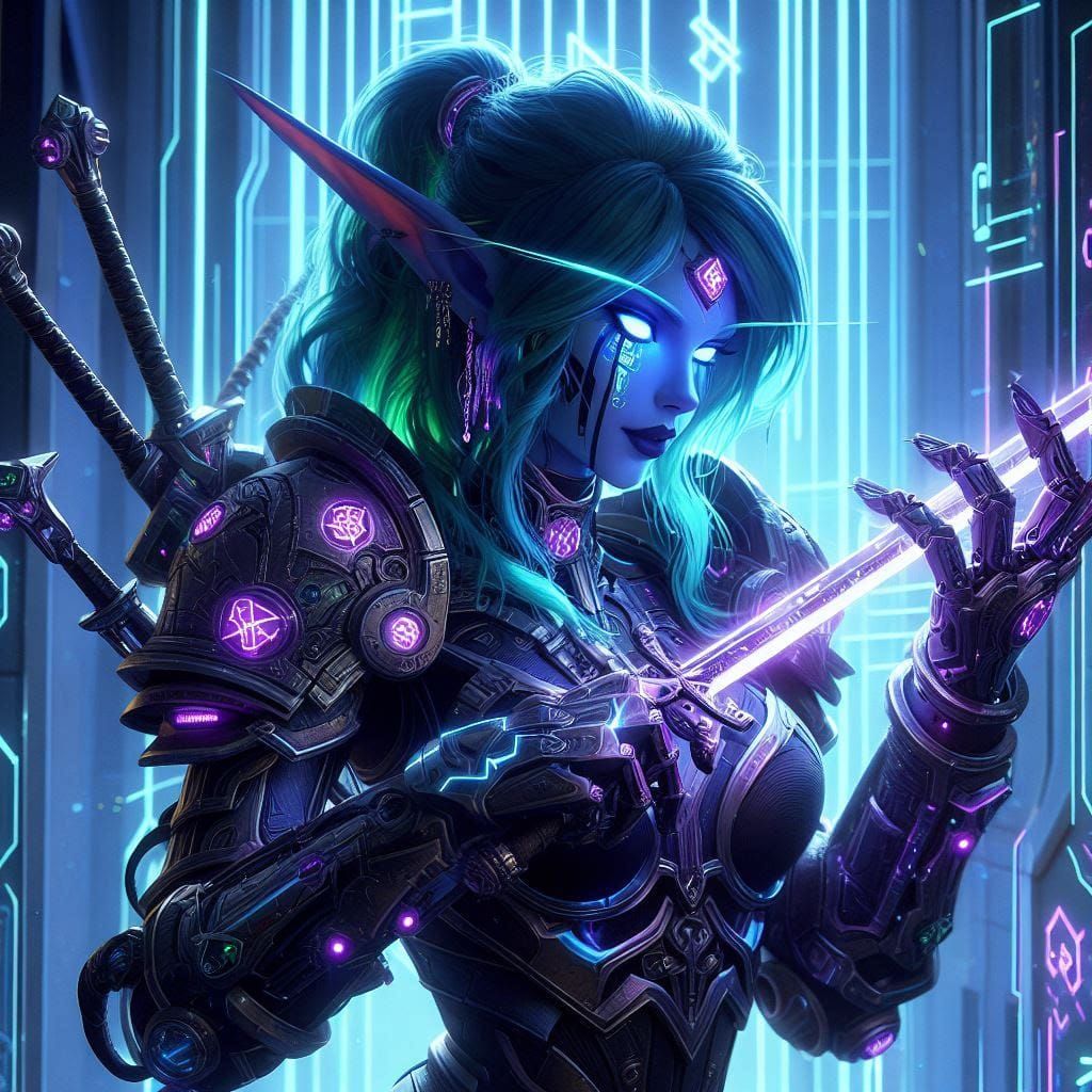 Night Elf Cyborg Finds Her Weapon