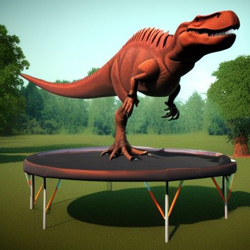 dinosaur on a trampoline