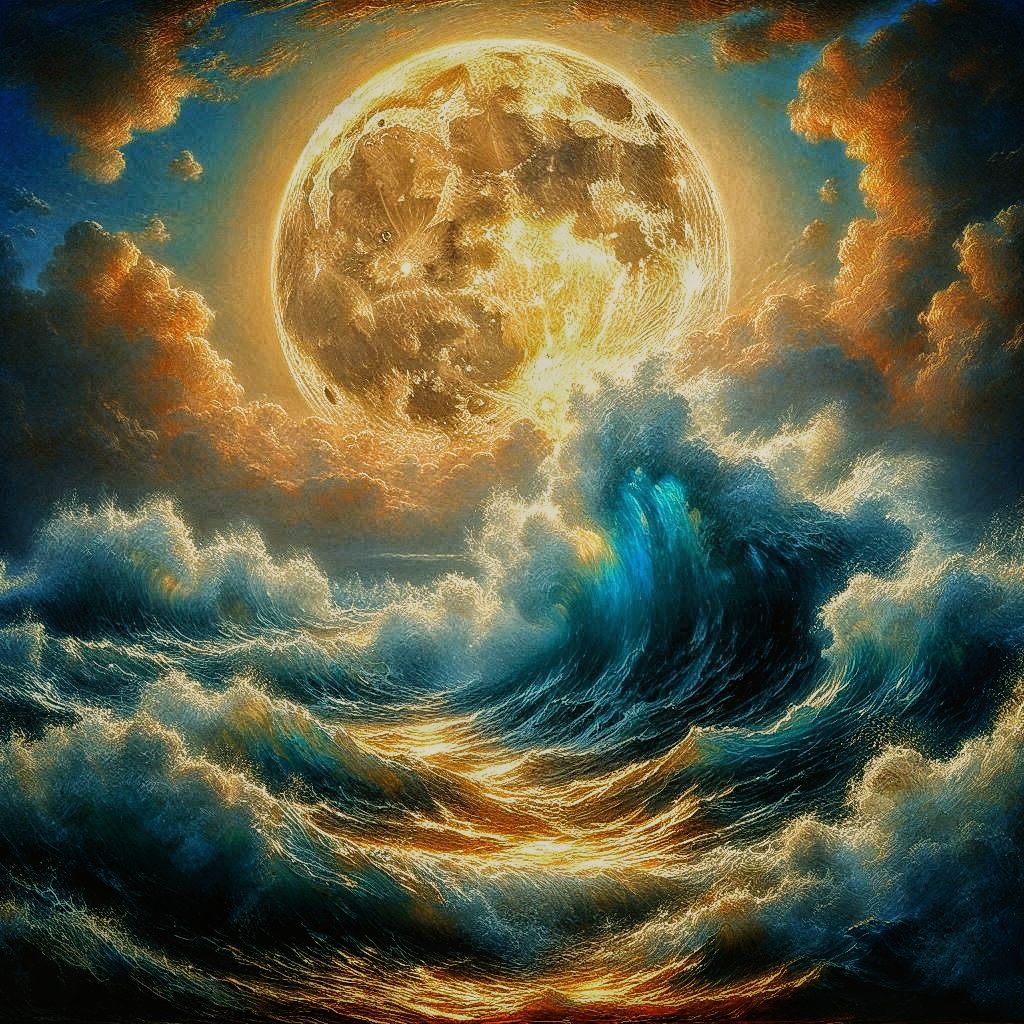 Moon by the ocean