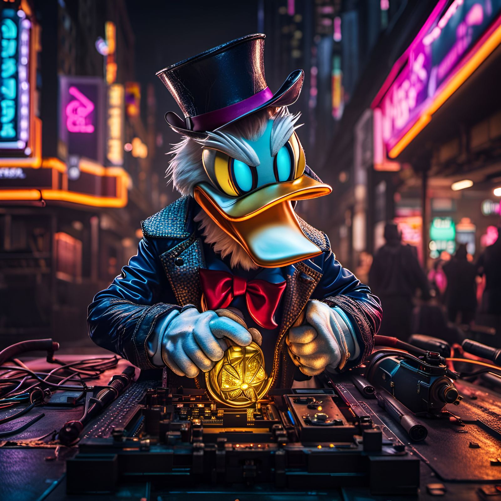 Cyberpunk Scrooge McDuck, - AI Generated Artwork - NightCafe Creator