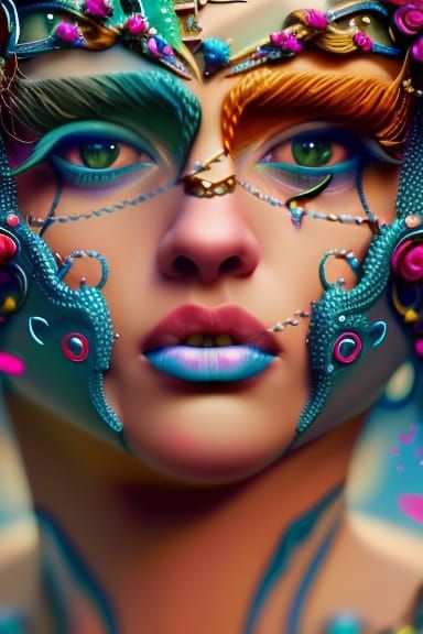 detailed matte painting of a colorful woman, deep color, fan...