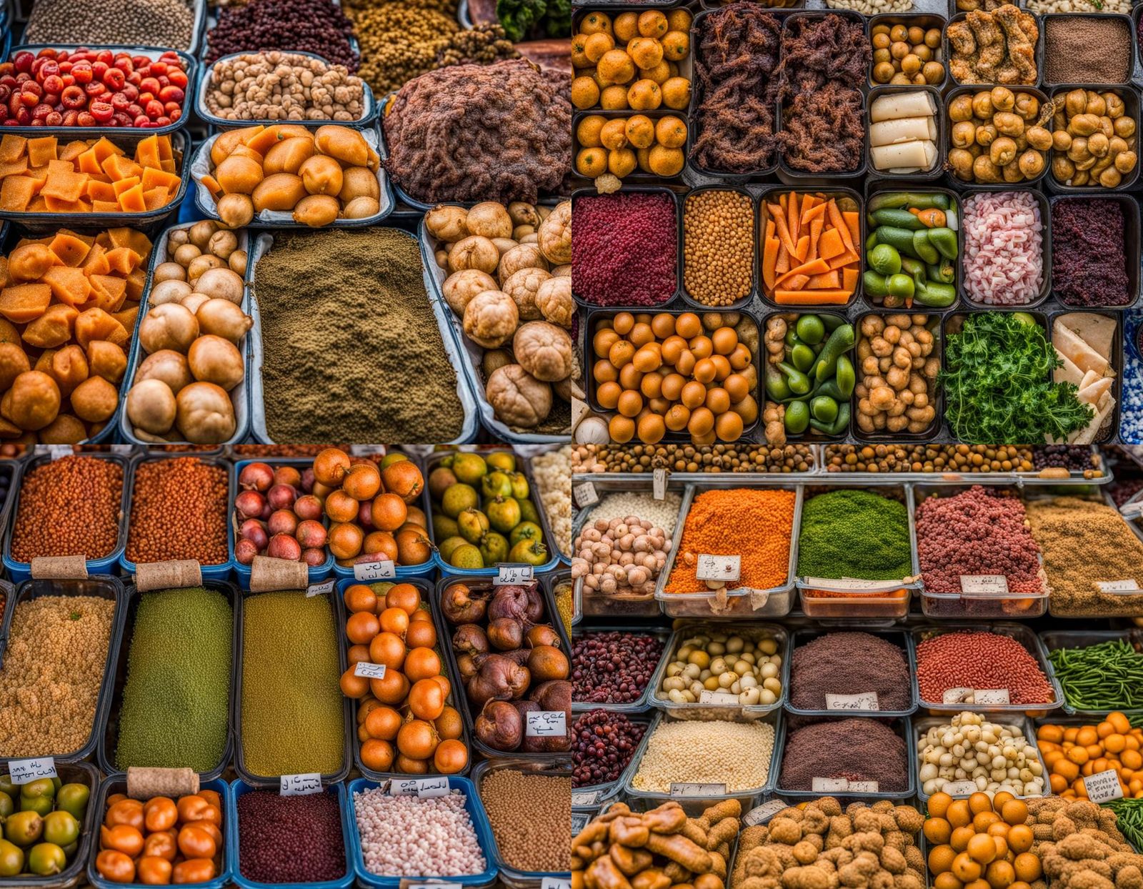 Textures of foods in the markets of the city of Jaffa Israel
