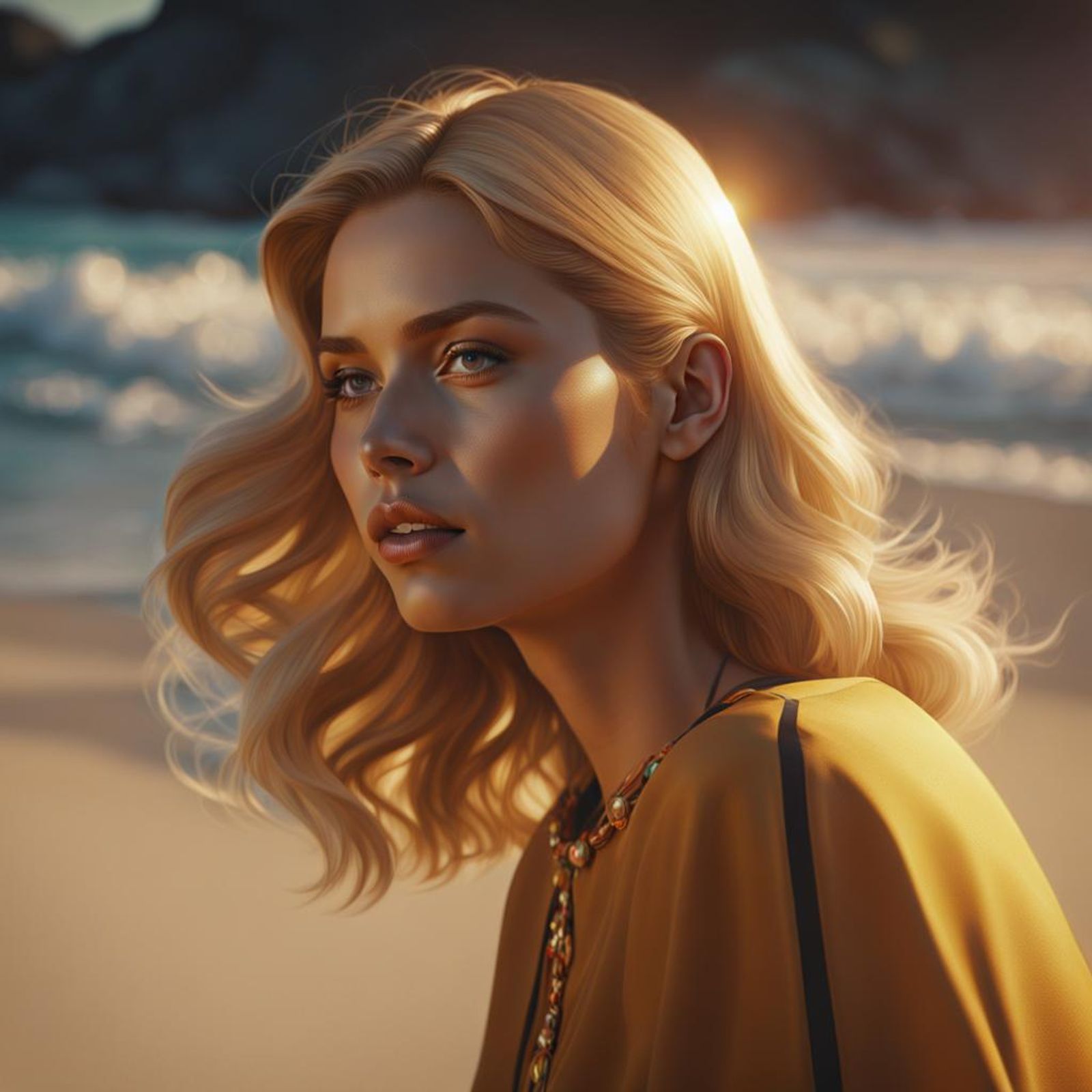 Girl at the beach – AI Generated Artwork – NightCafe Creator
