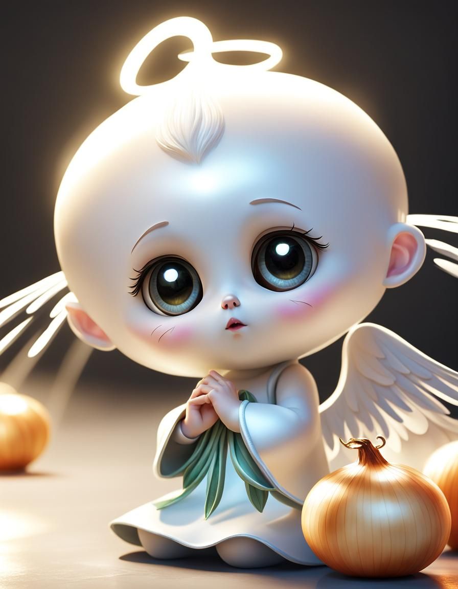 adorable onion as an angel :: big gorgeous shiny eyes , sad ...