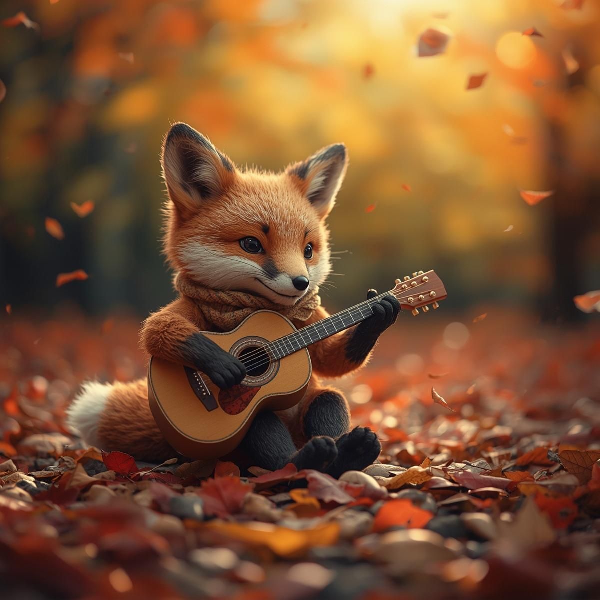 שועל מנגן בגיטרה