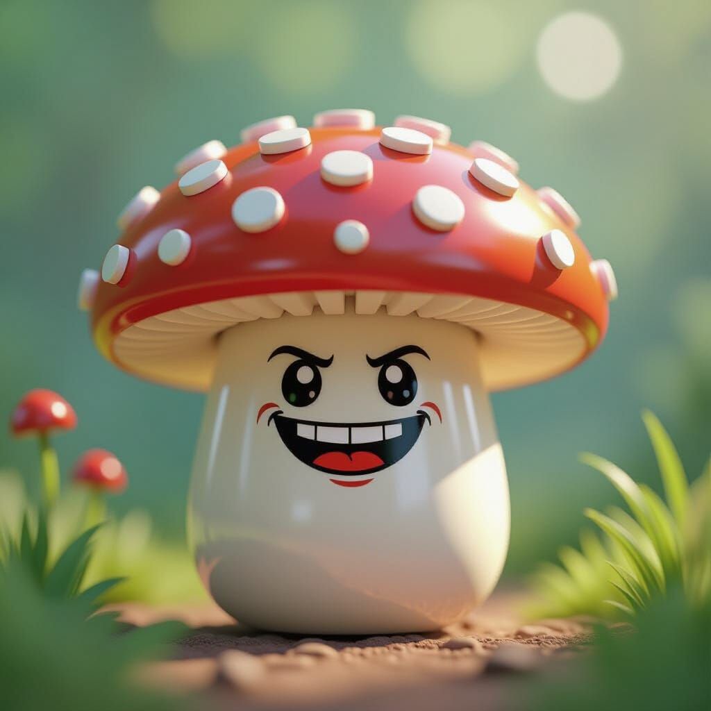 Playful Lego Abalone Mushroom with Mischievous Grin
