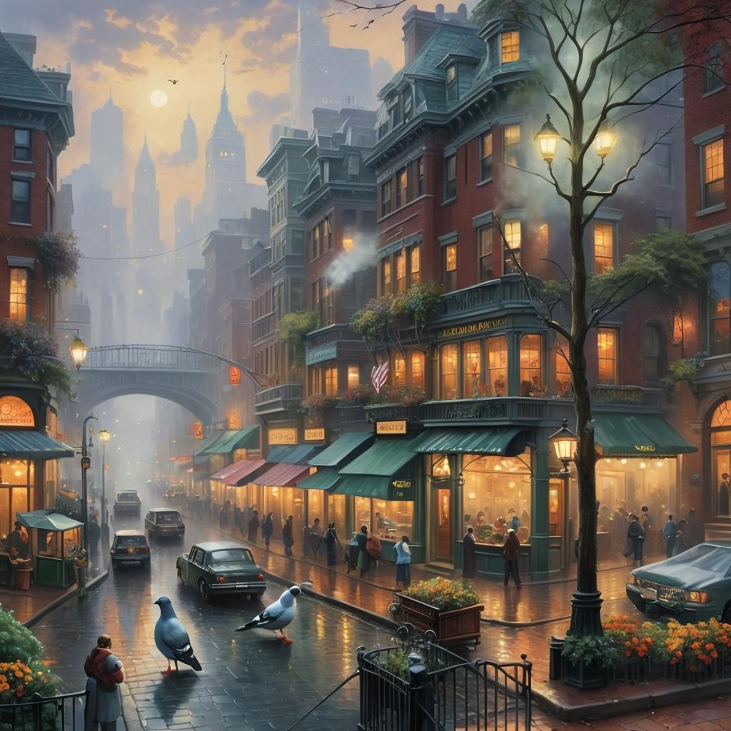 Timid Pigeon Pete in New York: Ethereal Fantasy Art