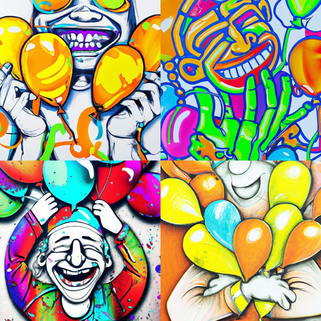 Smiling Psych with Hands made of Balloons