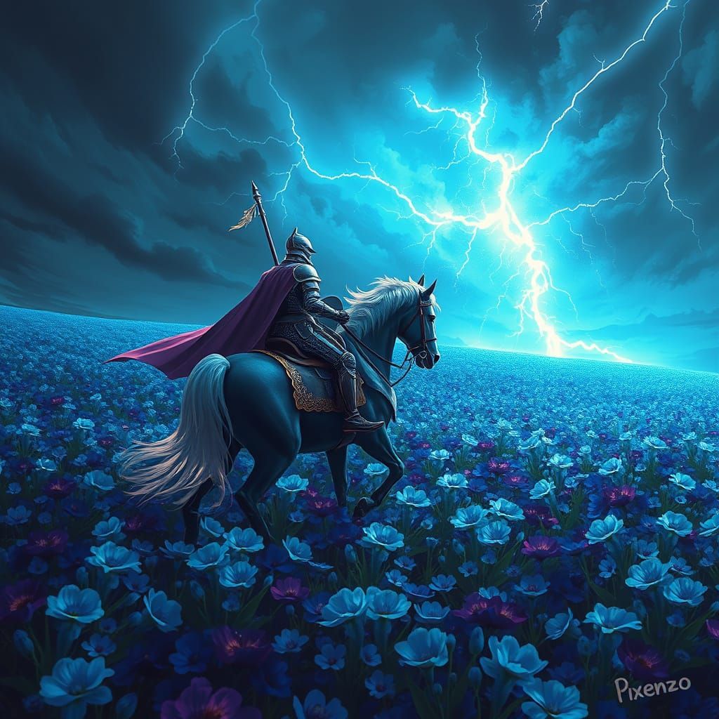 Knight Rides into Stormy Blue Bloom