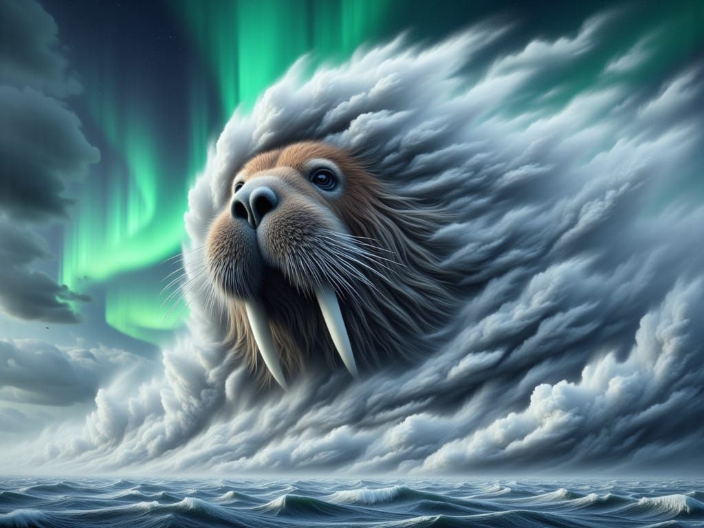  <lora:FiosWindsweptEcho:1.0> Walrus in the Clouds