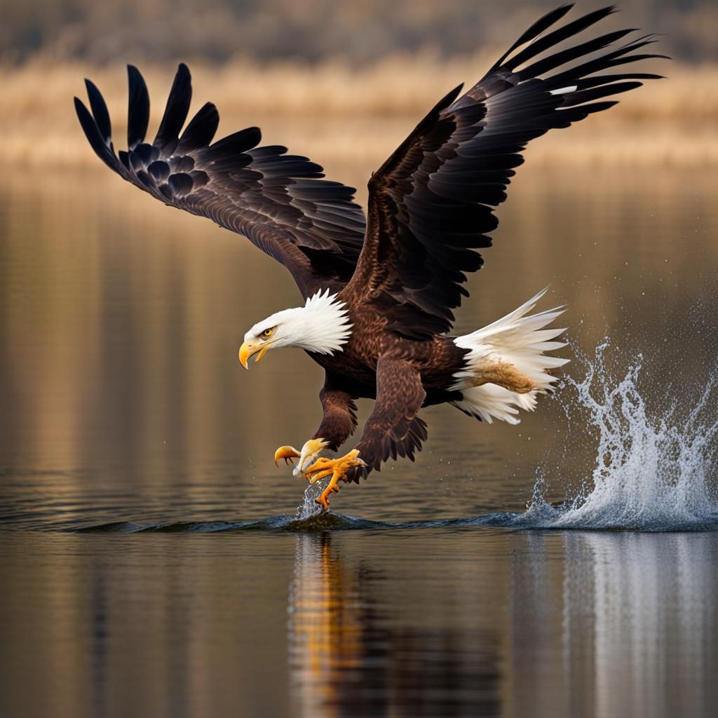 a eagle catching a fish