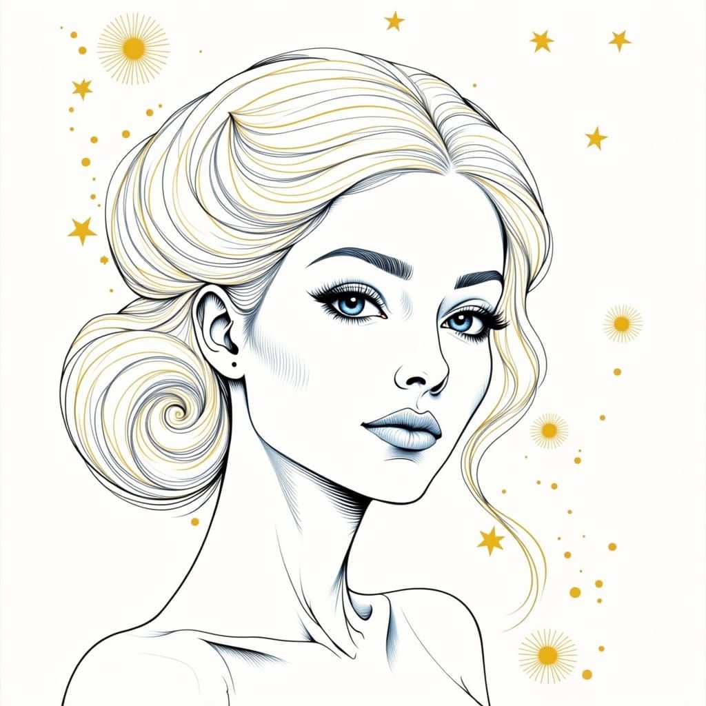 Woman in Silk with Starry Night Moon