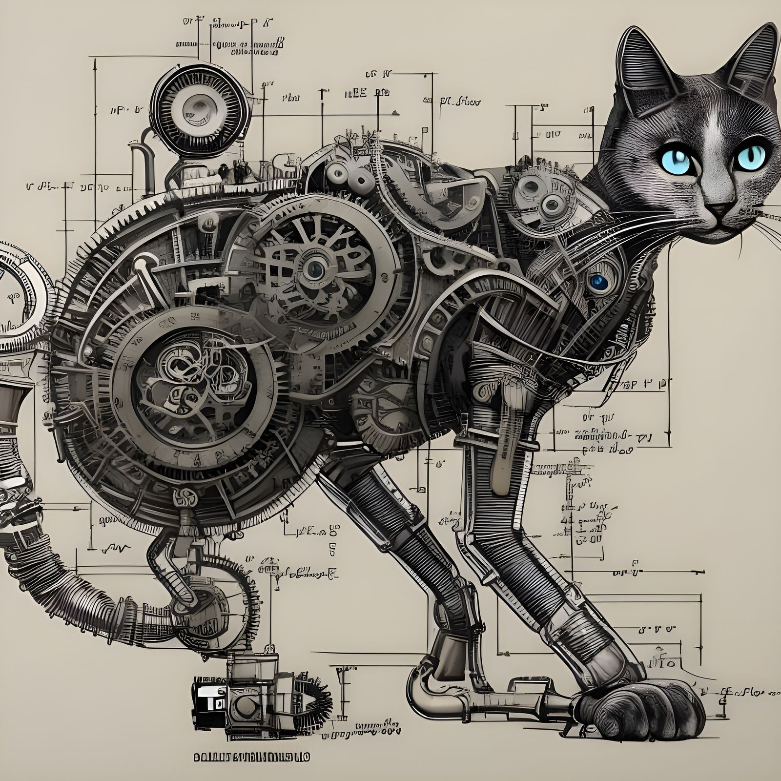 Blueprint of Feline companion  (Future Pets Inc.)  by @Caroline