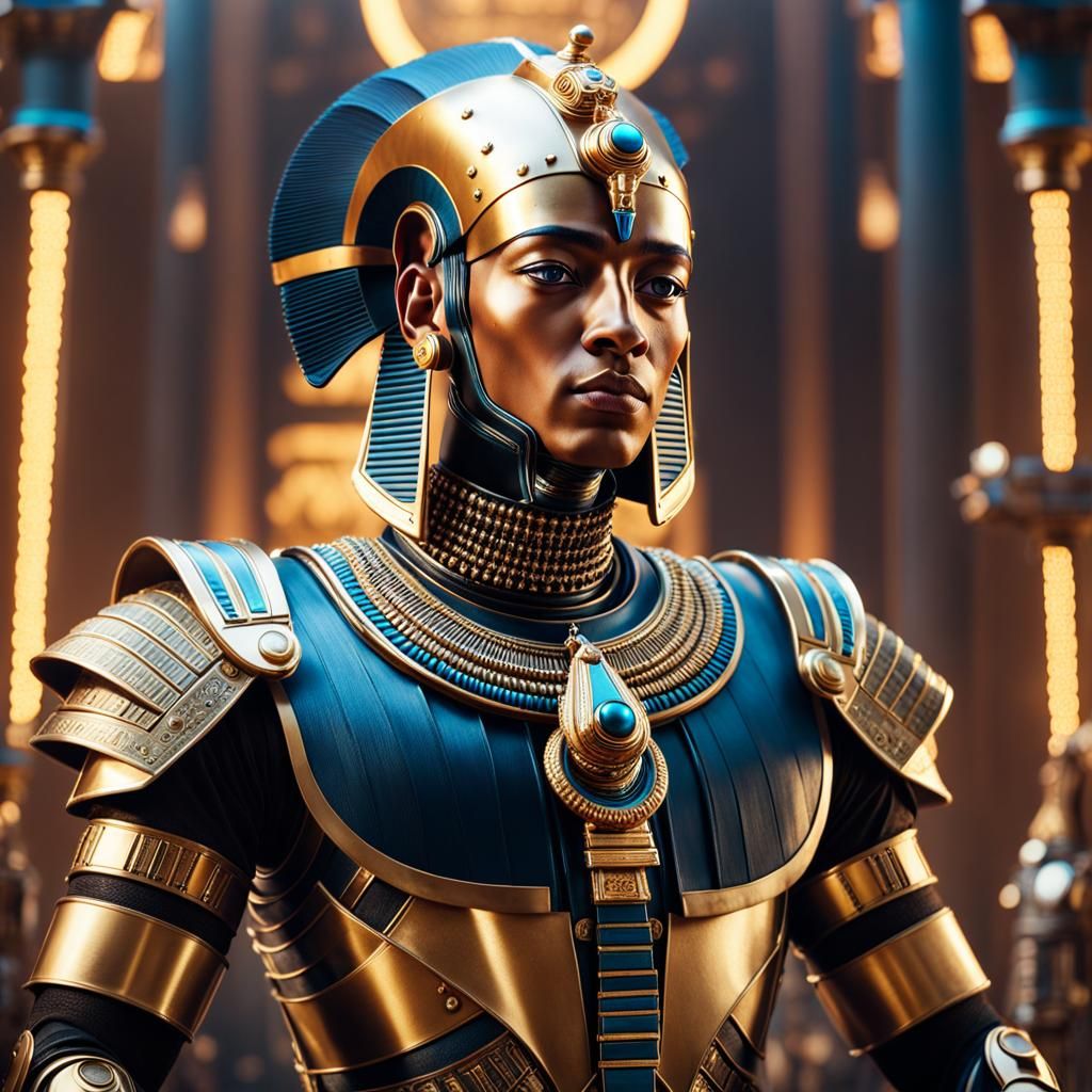Futuristic scifi pharaoh with hi-tech helmet - AI Generated Artwork ...