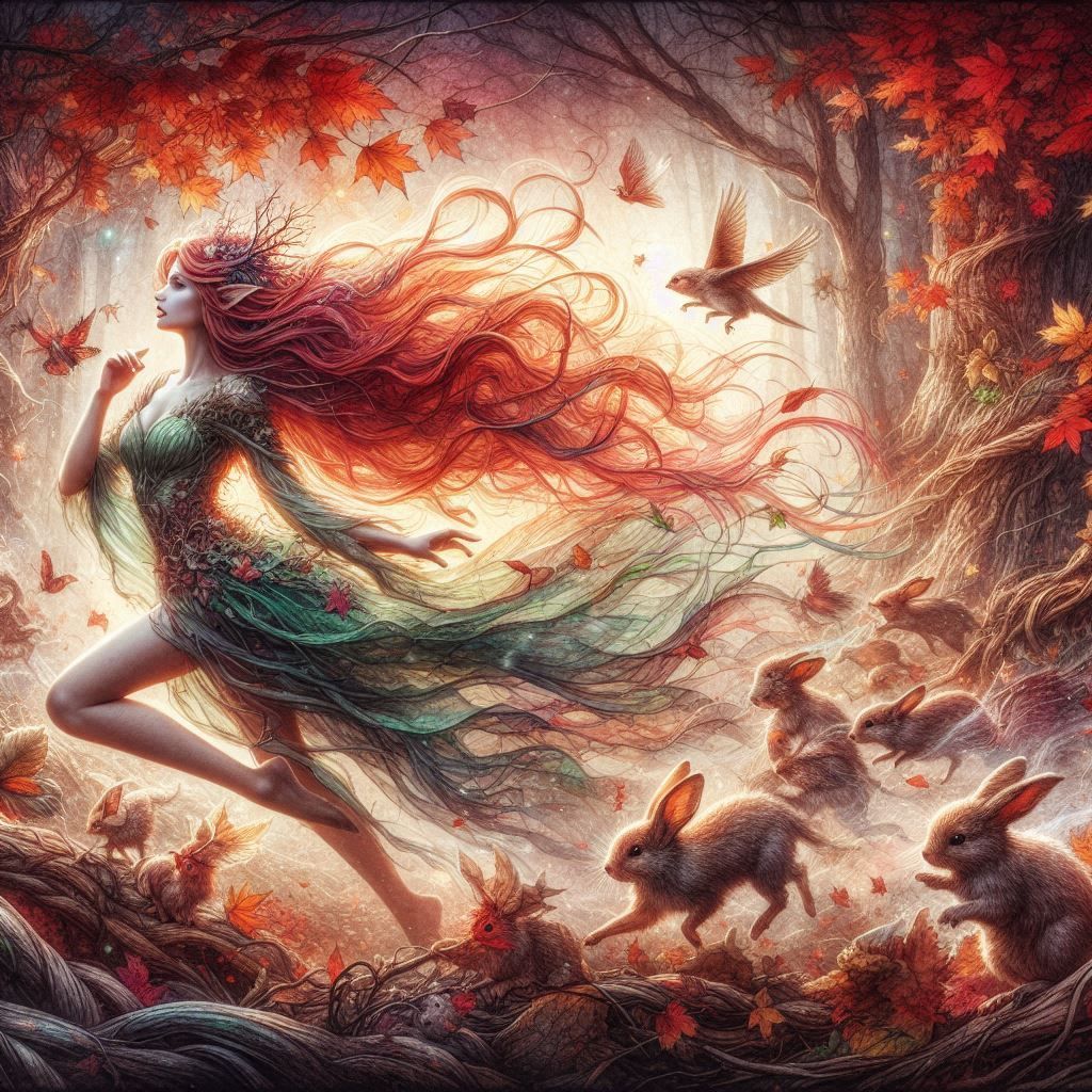 a dryad in autumn