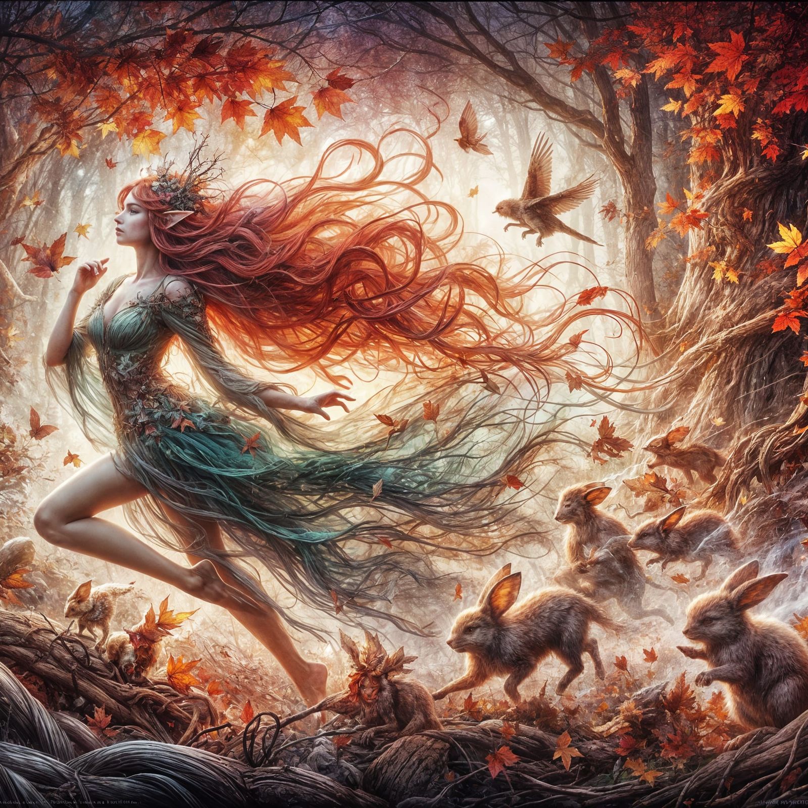 a dryad in autumn
