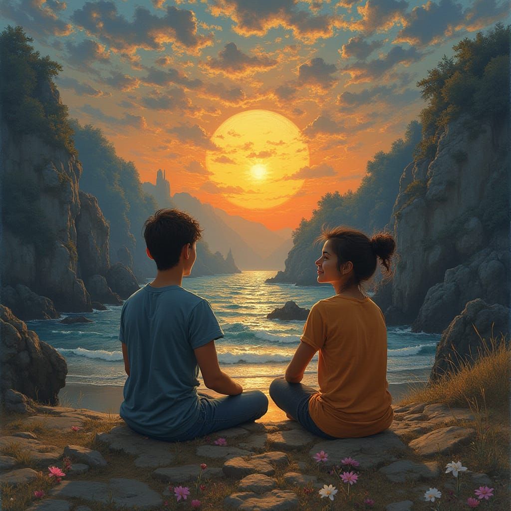 Vibrant Emoji Collage with Celestial and Floral Elements