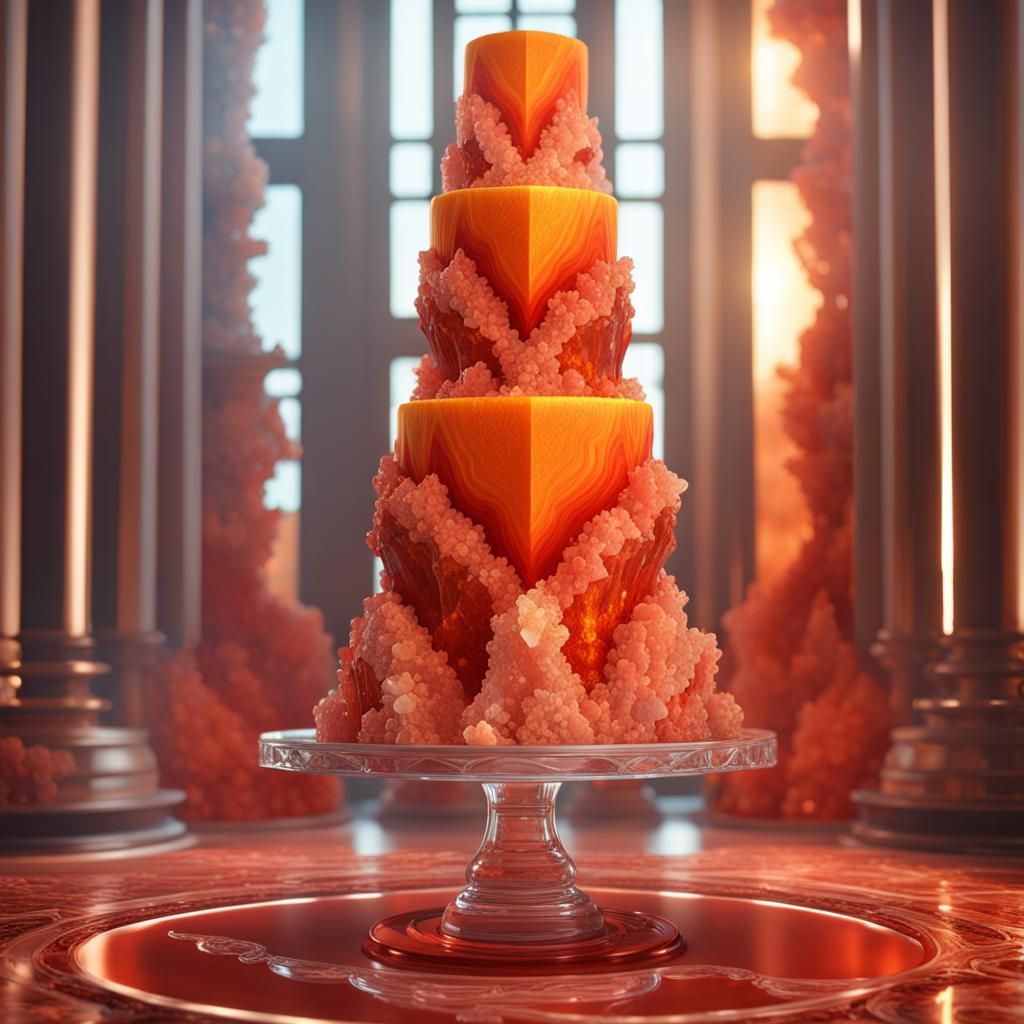 Orange geodes wedding cake 