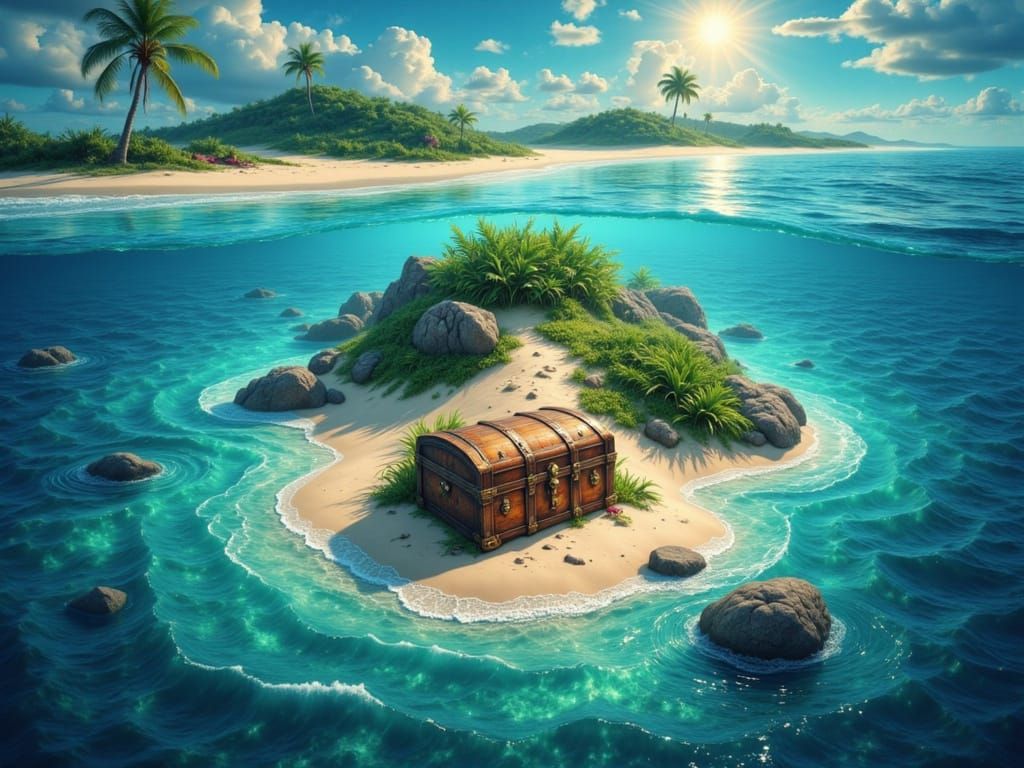 Hidden Treasure Island Adventure in Anime Style