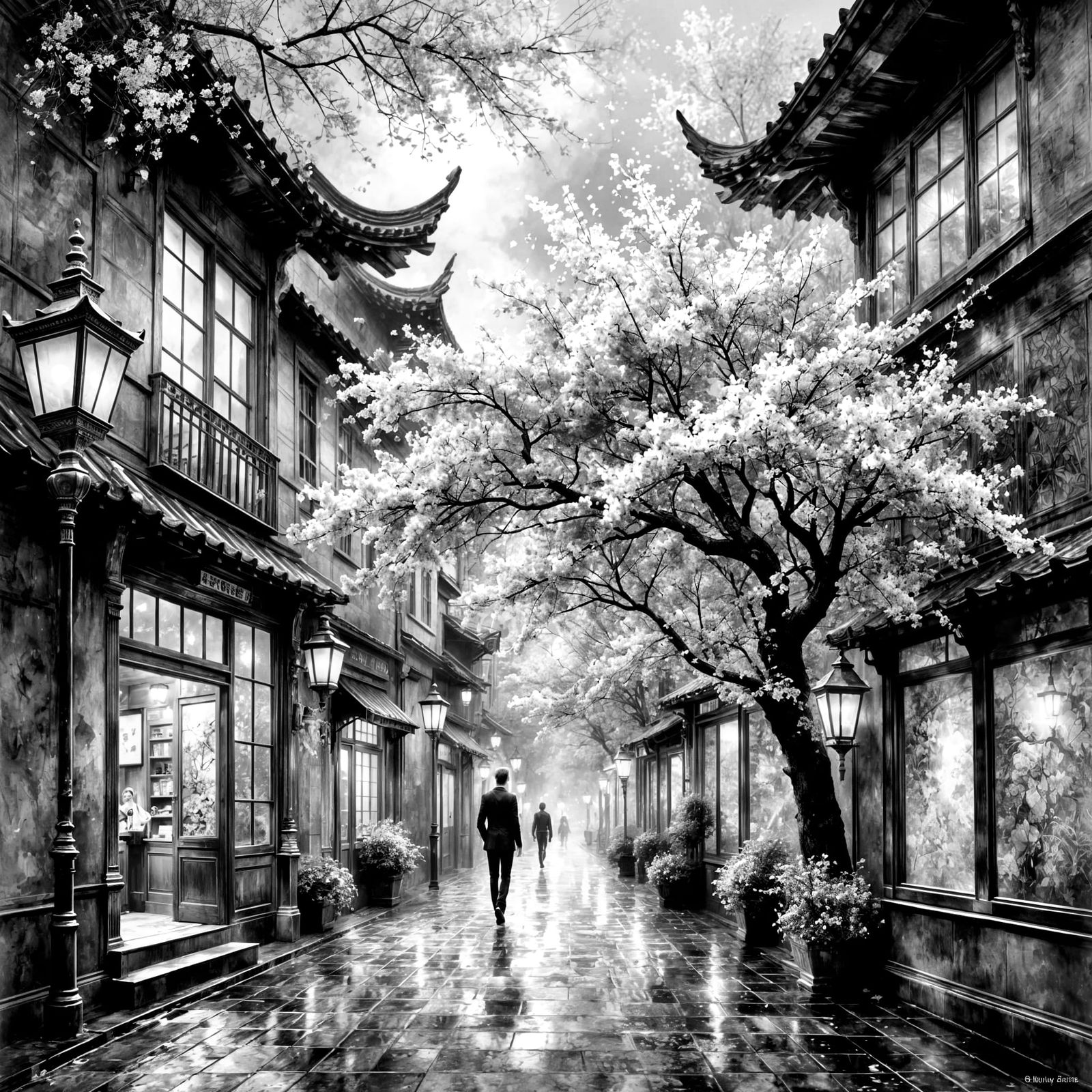 Cherry blossom cityscape   by @OneMich01